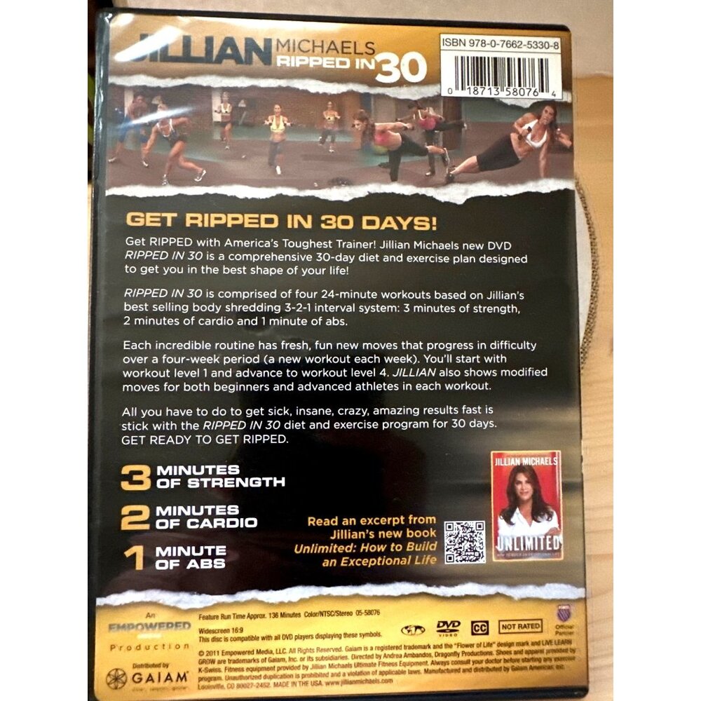 DVD Jillian Michaels "Ripped In 30" Workout Program - Picture 2 of 4